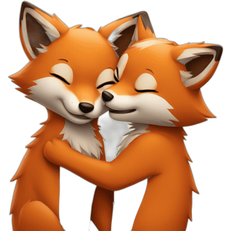 Two foxes hugging emoji