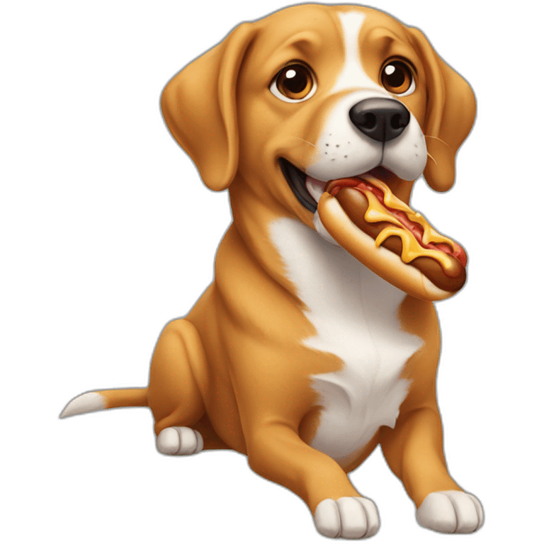 Dog eating a hotdog emoji