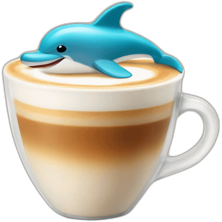 beautiful latte with the image of a dolphin emoji