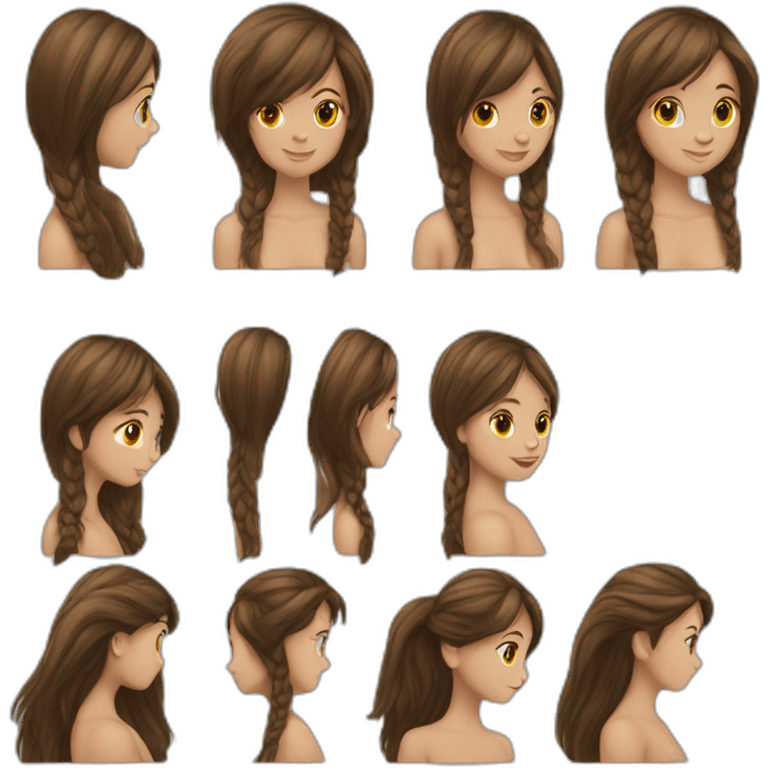 Fille au cheveux très longs brune emoji