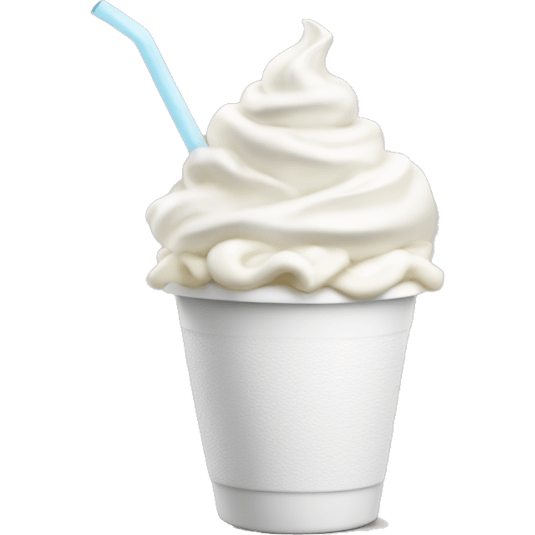 white based whipped cream cup with straw at the side of the cu emoji