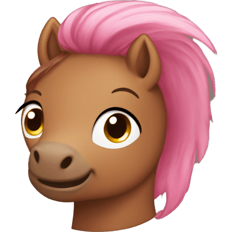 brown ponny with pink hair emoji