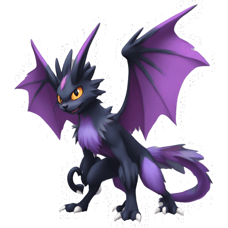 Edgy Cool Fluffy Nargacuga-Noivern-Pokémon-fusion-cat Full Body emoji