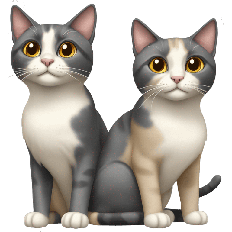 Two grey & beige calico cats emoji