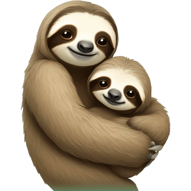 mom sloth holding baby sloth emoji