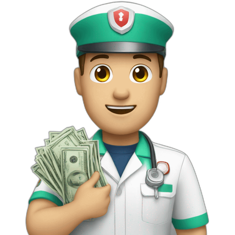 paramedic holds money in his hand emoji