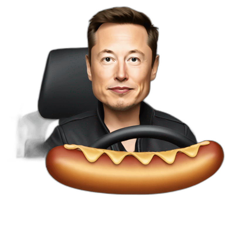 elon musk driving sausage emoji