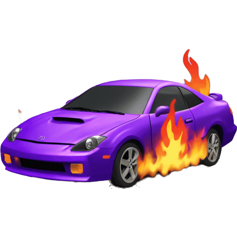 Purple Toyota celica on fire emoji