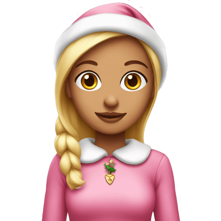 classic girl Pink Christmas elf emoji