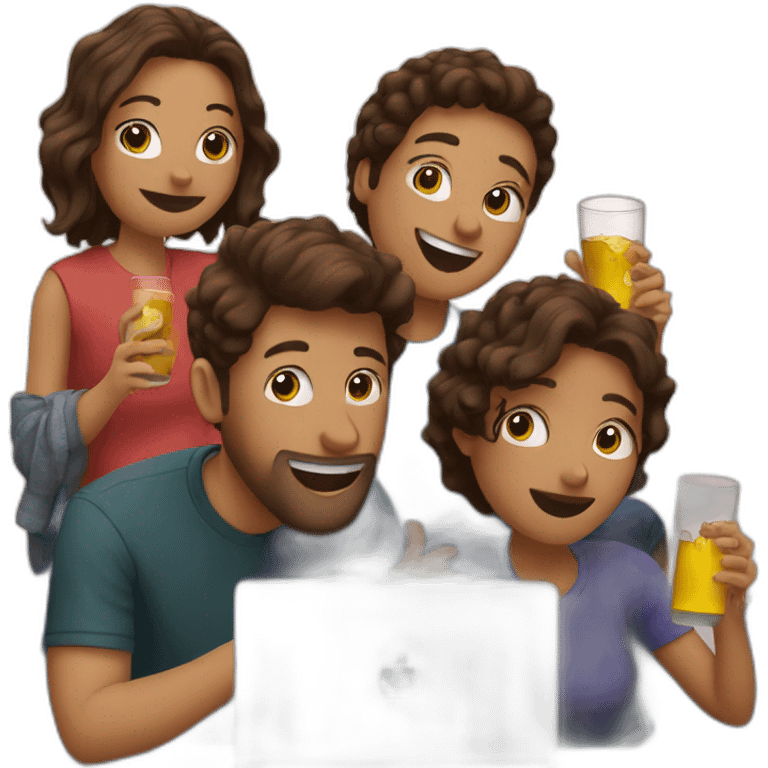 Friends drinking on a video call emoji