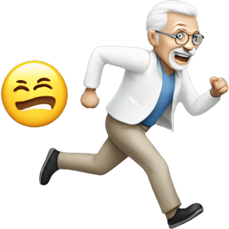 Old man running with Medicare sign  emoji