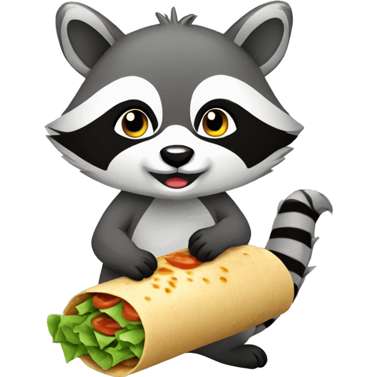 racoon eat doner wrap emoji