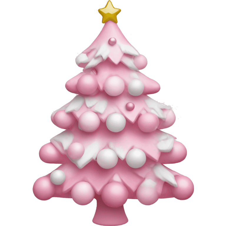 Pink pastel Christmas tree with pink and white ornaments  emoji