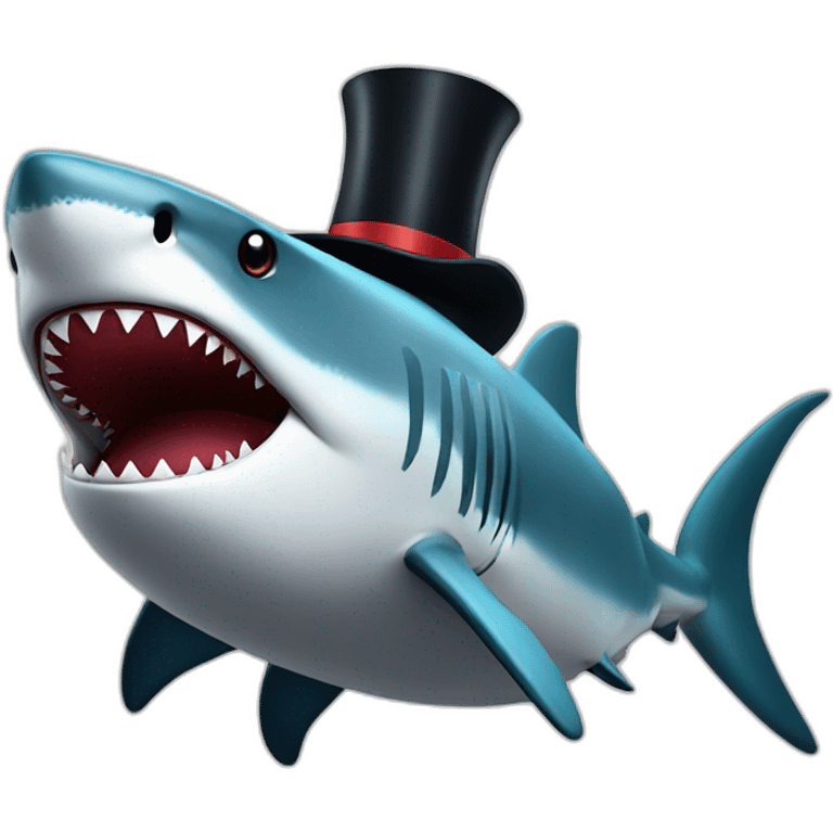 Shark with a top hat emoji