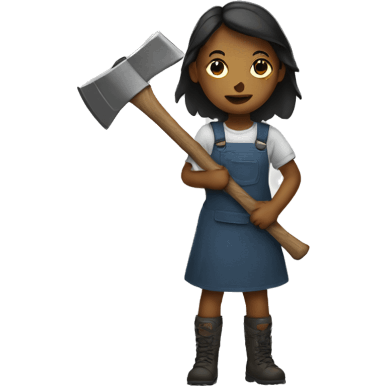 a girl holding a ax emoji