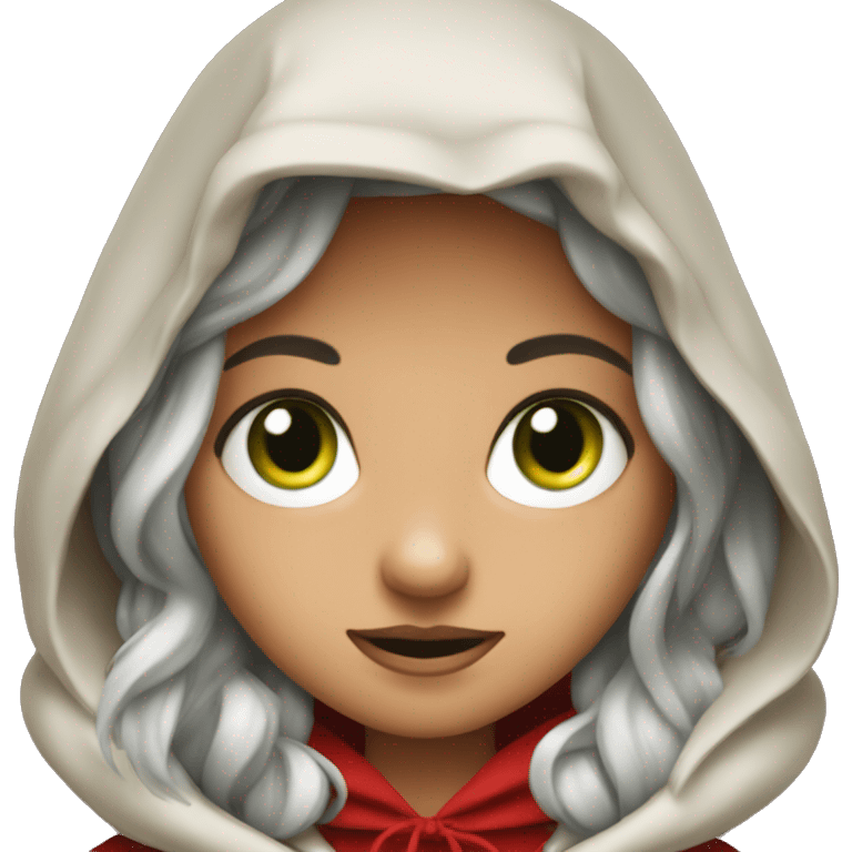 Red riding hood, green eyes emoji