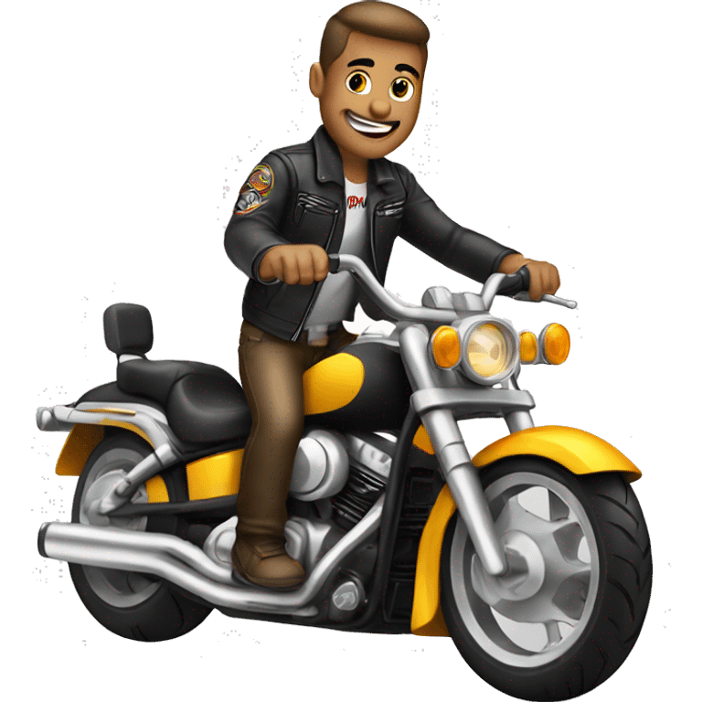 cartoon biker dude on a motorcycle with a transparent background emoji