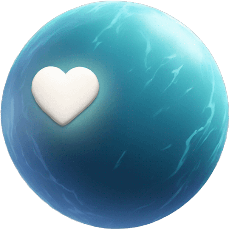 a planet, small, icy and with a rocky surface and a heart-shaped region of white light color emoji