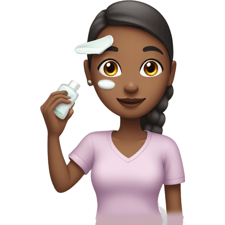 Girl putting on skin care emoji