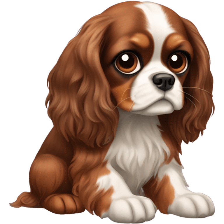 Cavalier King Charles spaniel tricolor with a sloth  emoji