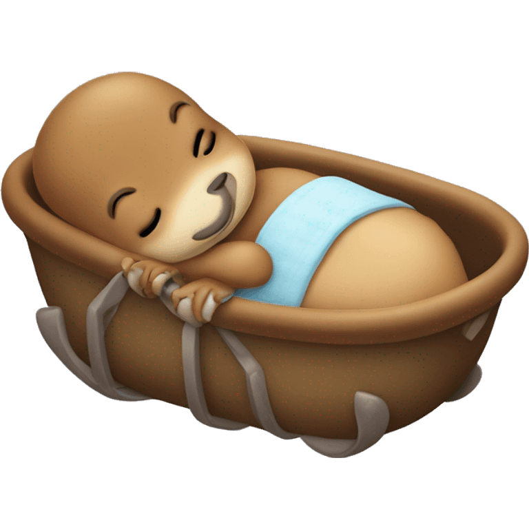 A platypus baby who sleeps in a cradle emoji