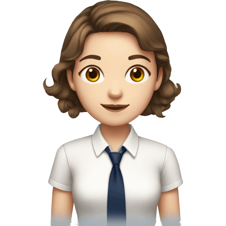 brown haired school girl in white shirt and navy tie emoji