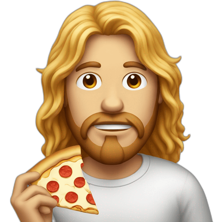 Long hair man eating pizza emoji