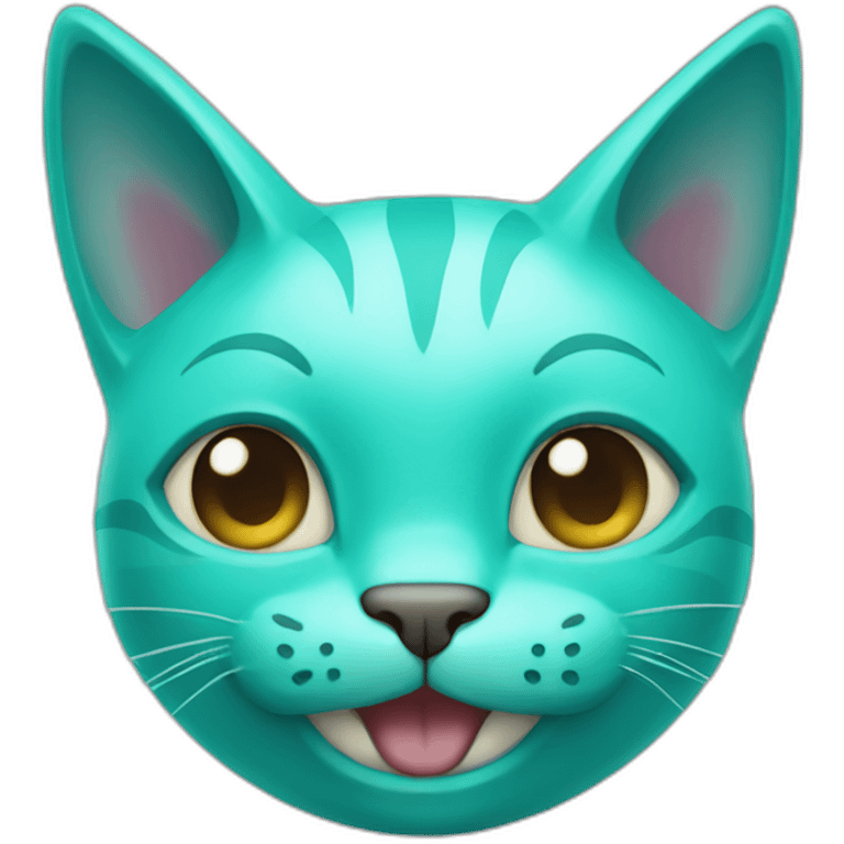 Turquoise cat smile emoji