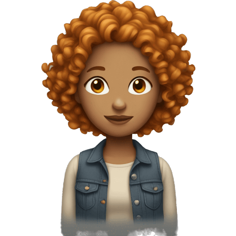 Girl with ginger curly hair emoji