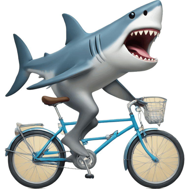 Shark riding a bicycle w tongue out emoji