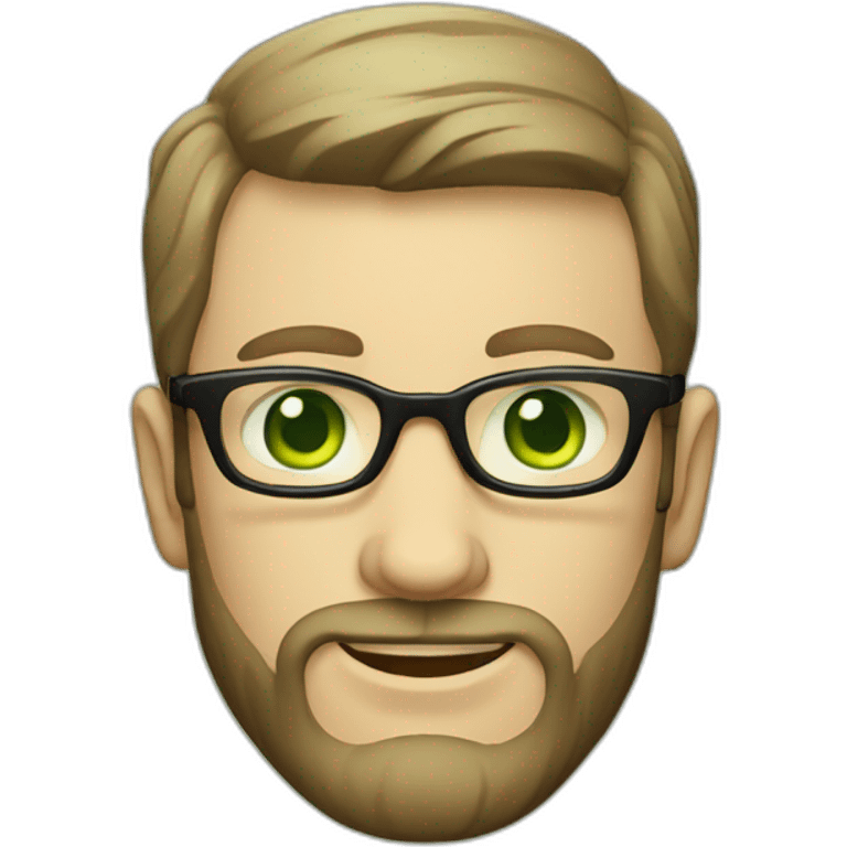 White man with short beard and green eyes with vintage glasses  emoji