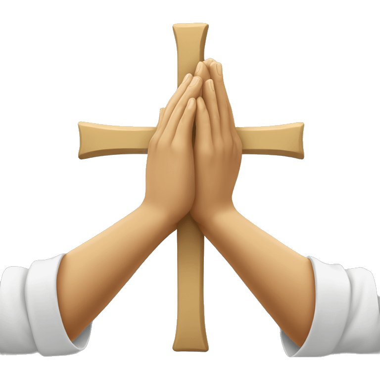 Praying hands with a cross emoji