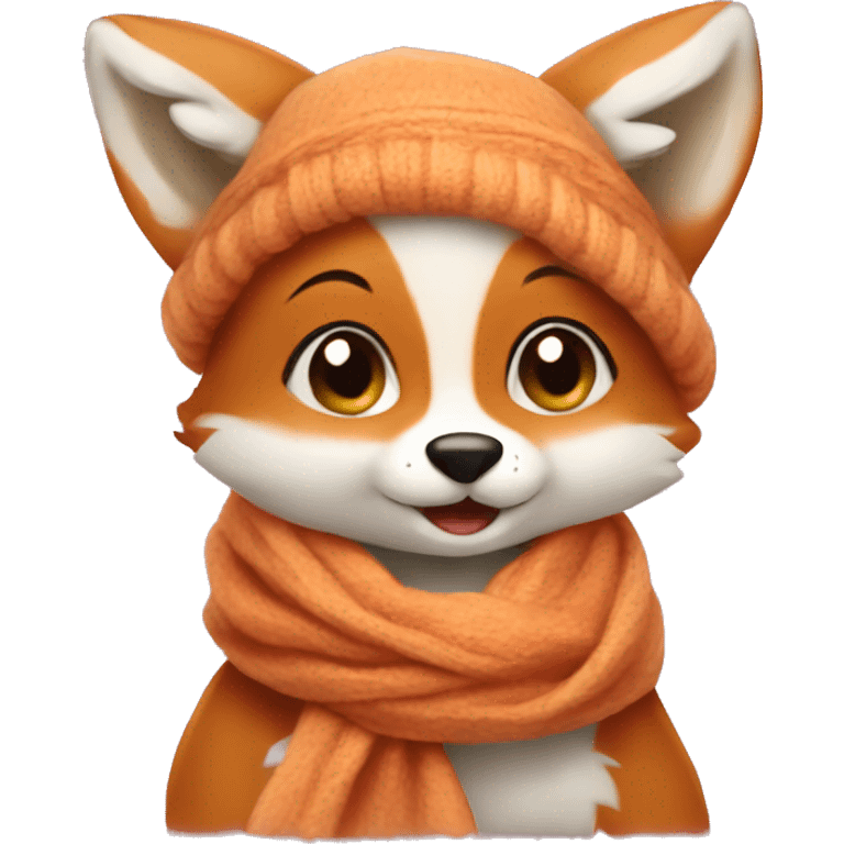 Cute baby fox with a scarf  emoji