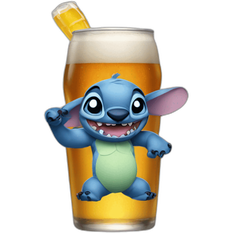 Stitch drinks beer emoji