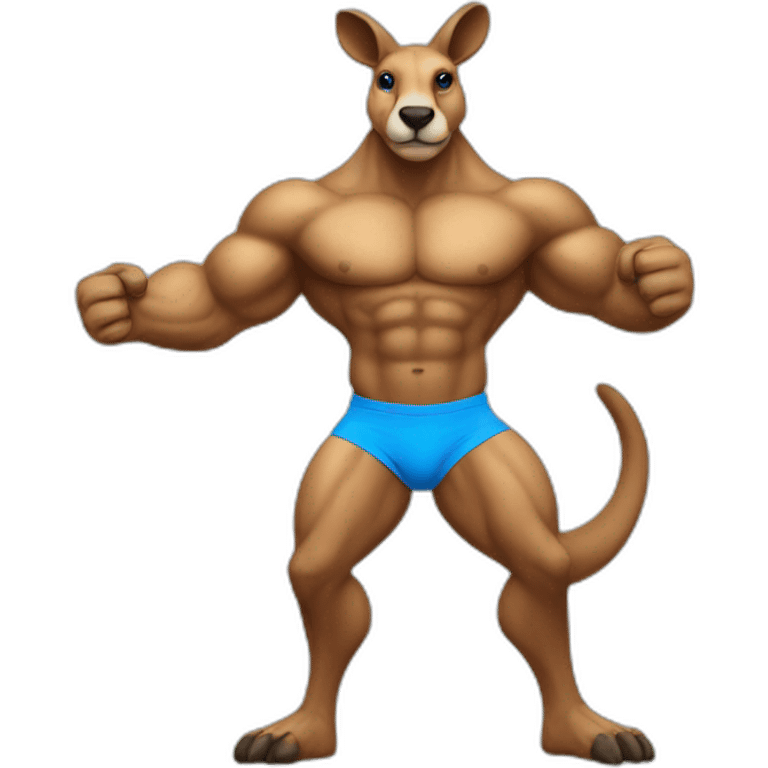 Blue coloured kangaroo body builder adult emoji