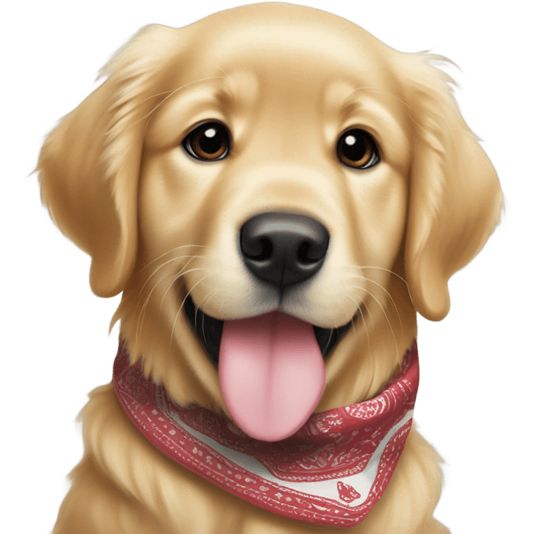 Golden Retriever puppy wearing a bandana around his neck that says “Bubba” emoji