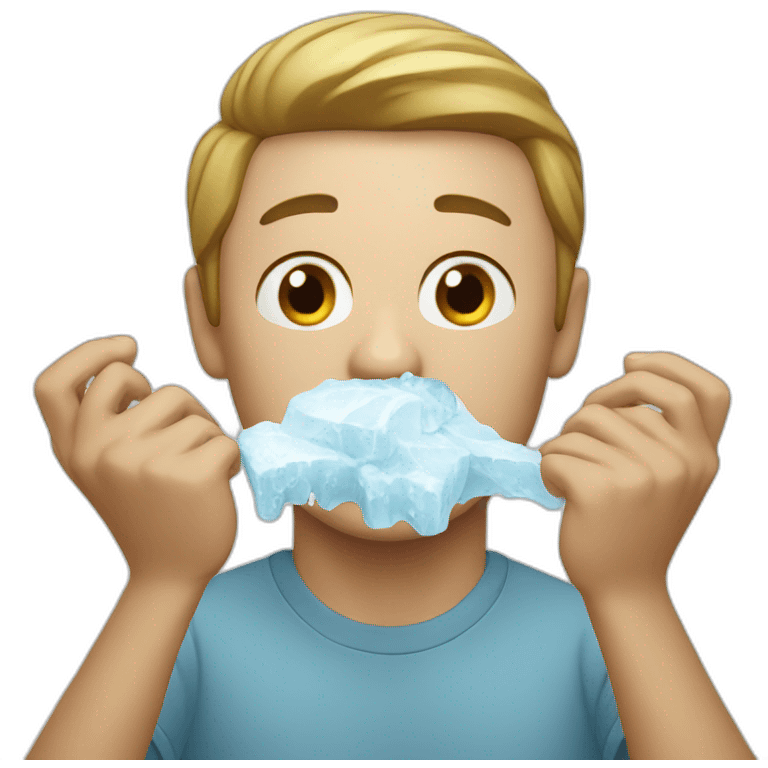 Man eating ice emoji