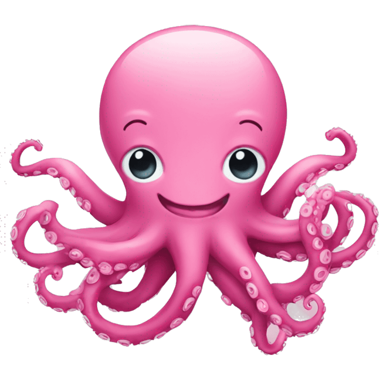 Pink octopus with cute face and smile emoji