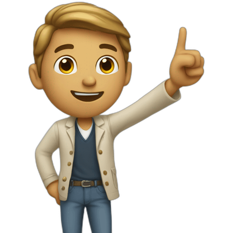 A man pointing towards the screen emoji