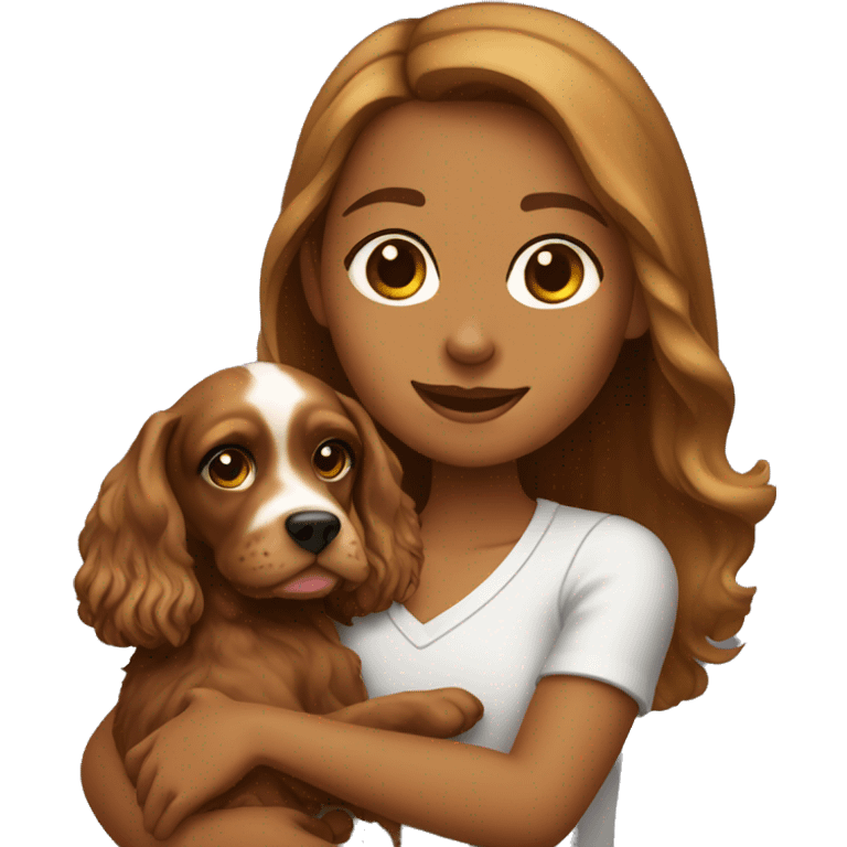 Girl holding cocker spaniel mix emoji