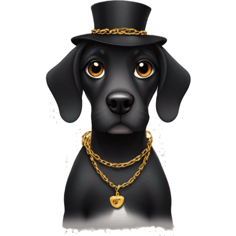 black french dog wearing chain emoji