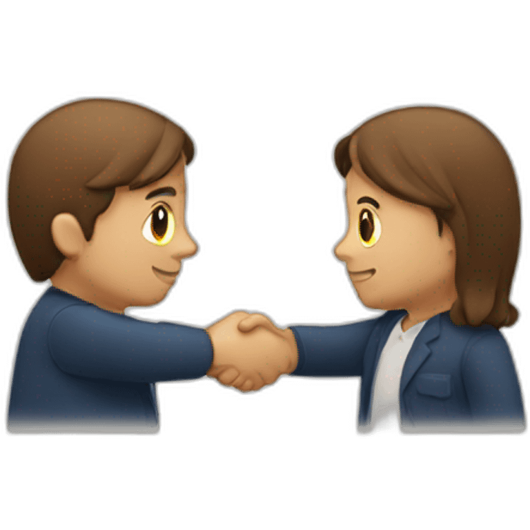 two european persons shake hands, brown hair emoji