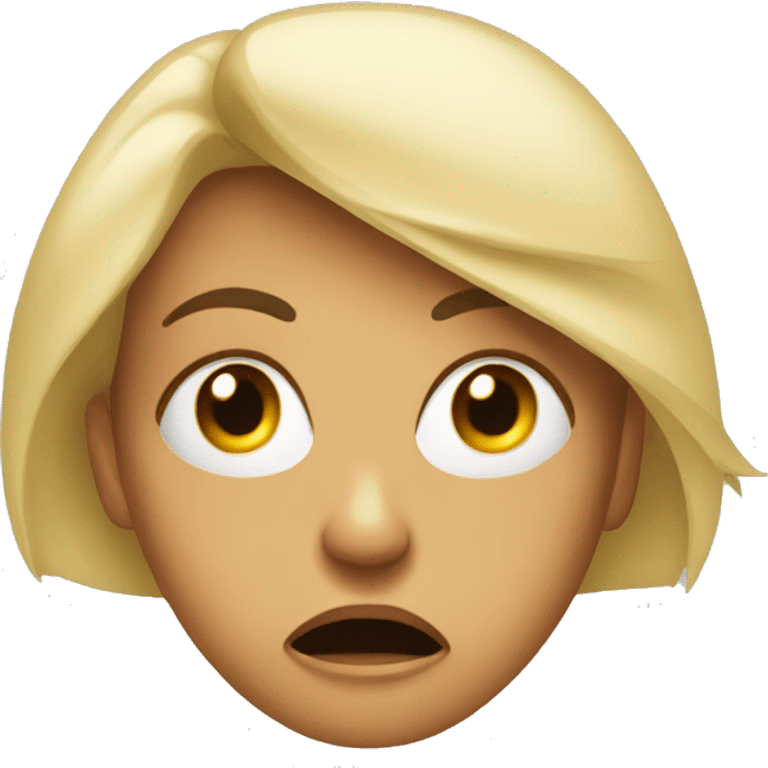 single woman face between angry and shocked emoji