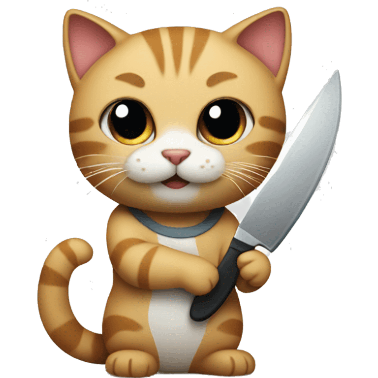 cute cat holding a knife emoji