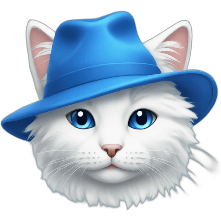 white fluffy cat in a blue hat emoji