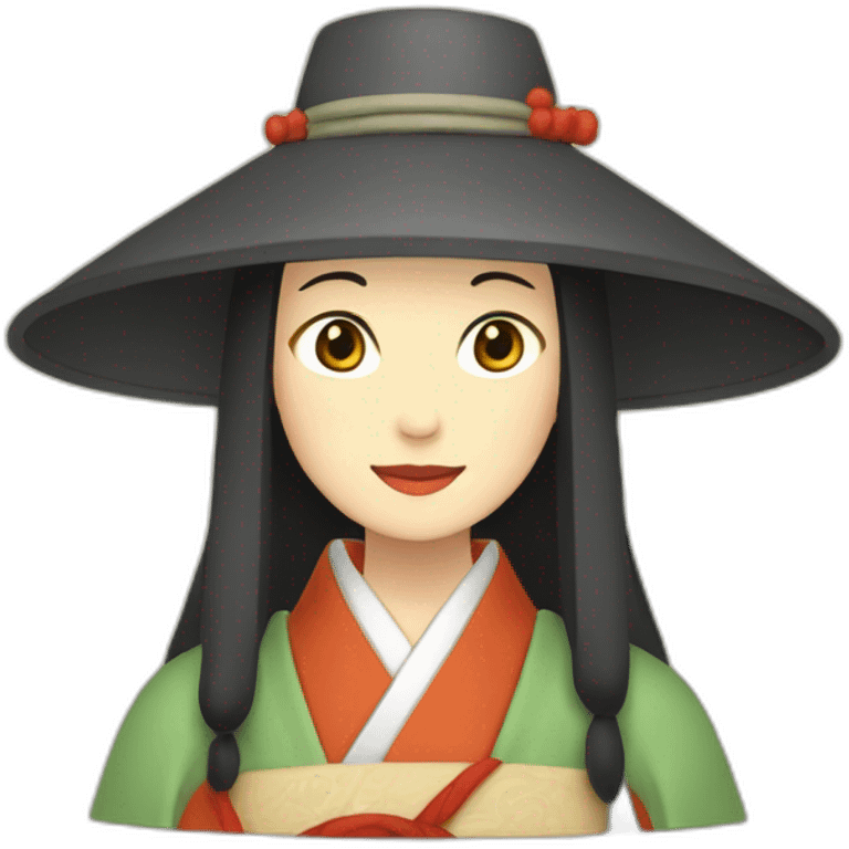 female-in-the-heian-era-with-hat-and-scarf emoji