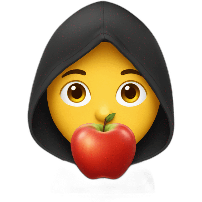 red apple with black hoodie emoji