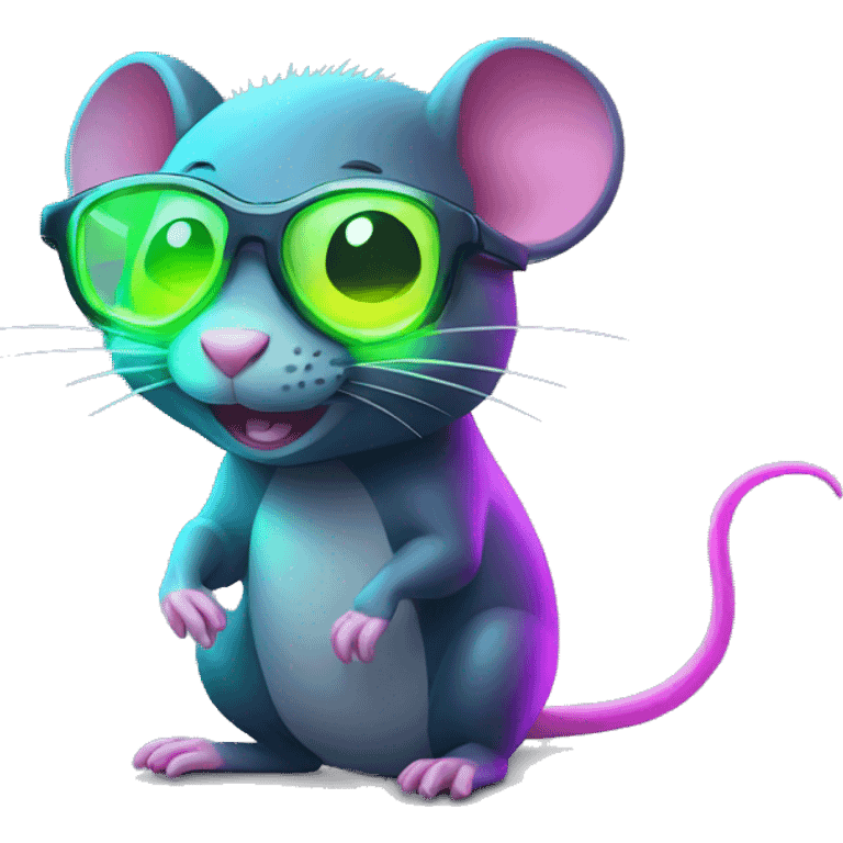 rat with glowing neon emoji