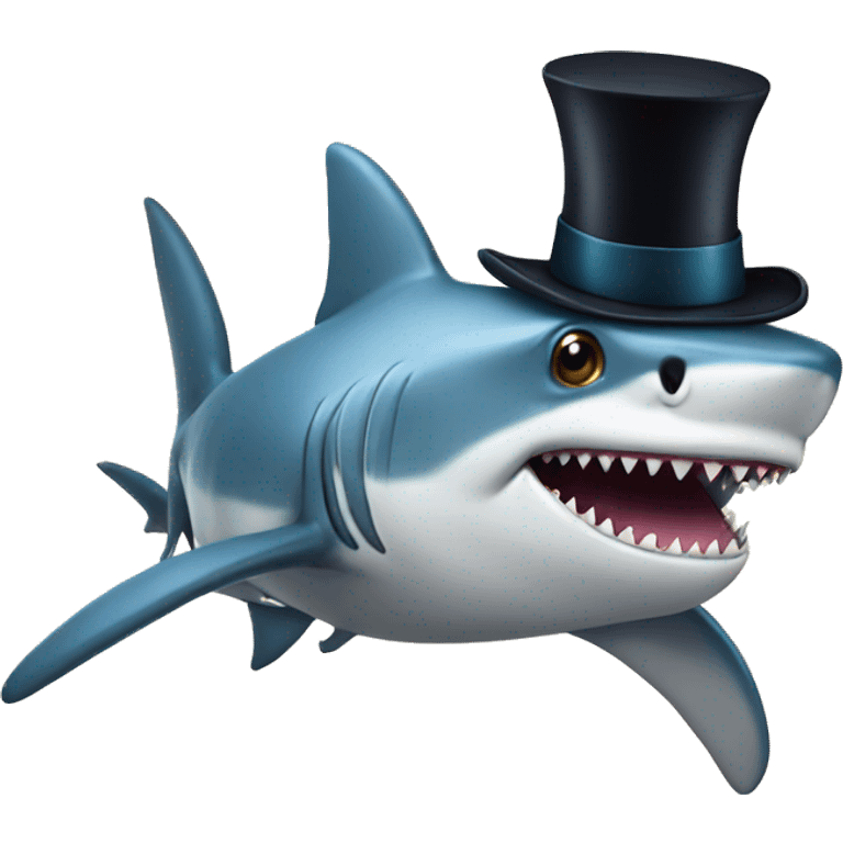 Shark with a top hat emoji