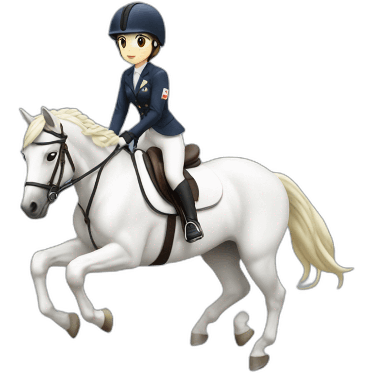 white-hourse-with-olympics-jumping-compelition-rider—japanese-girl emoji